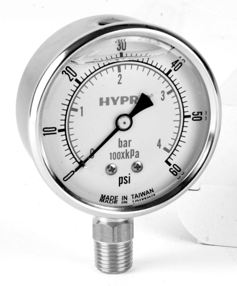 2.5 inch Face 0.25 NPT Liquid Filled Gauge 0-60 PSI & 0-4BAR