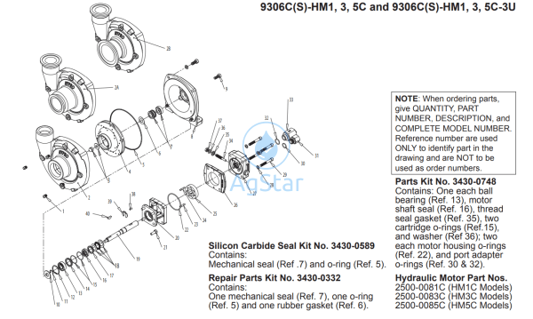 3430-0748 Hydraulic Motor Seal Kit Pump