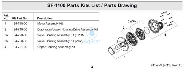 94-720-05 Pump Viton Valve Housing Kit For Sf-1105 Sf-1100 12V Transfer