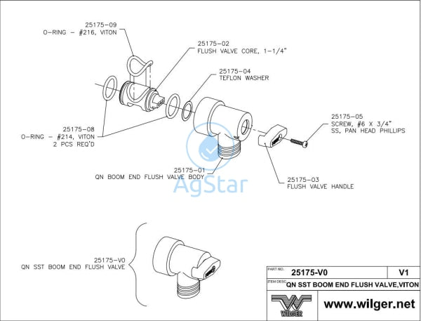 Befv O-Ring Repair Kit Wilger Flush Valve - Viton Quick Nut Fitting