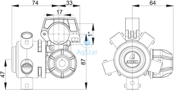 High Flow Nozzle Body 17Mm Port For John Deere 1 Stainless Plumbing An206621 Replacement Accessory