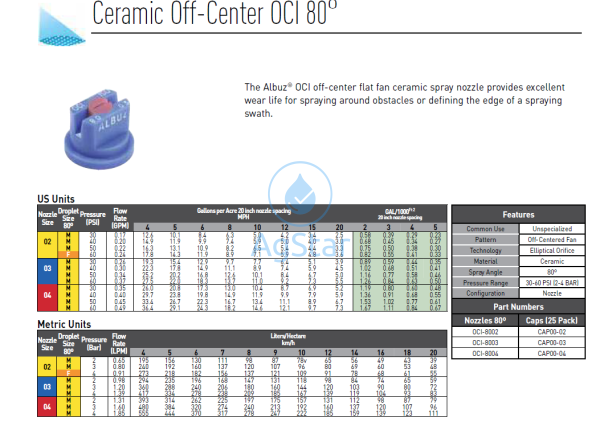 Off Centre Ceramic 80 Deg .40Gpm Nozzle Specialty