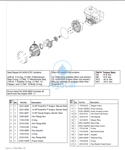 Seal Kit For Hypro 3 Poly Transfer Pumps 1543P Basic No Flapper Pump Parts